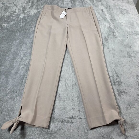 Banana Republic Pants Womens 6 Beige Avery Ankle Trousers Bows Preppy Office NEW - Picture 1 of 10